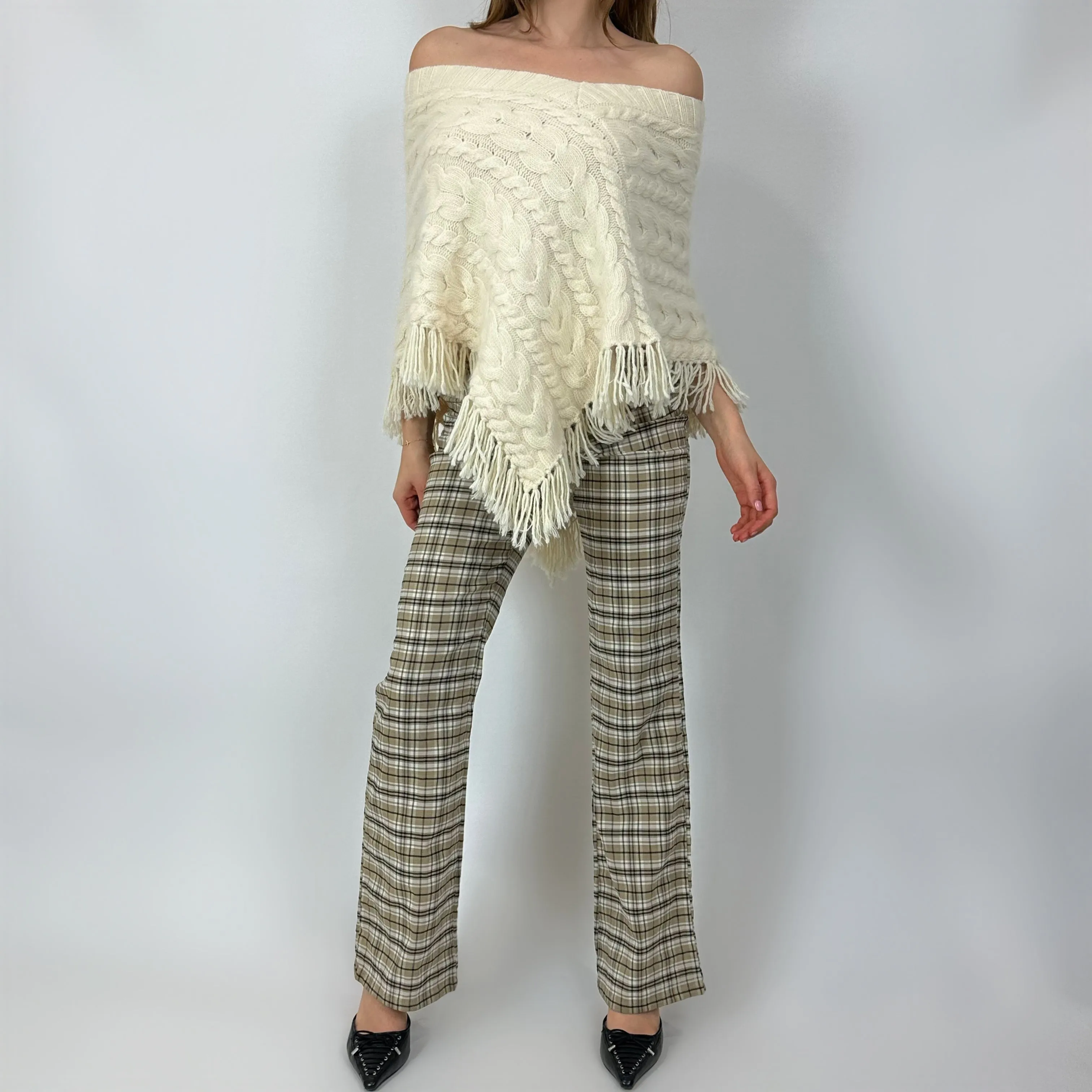 2000s Cream Wool Poncho Skirt/Top (XS/S)
