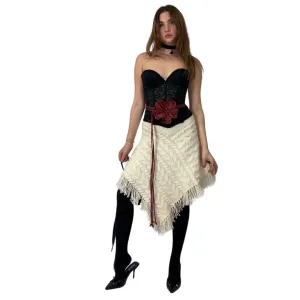 2000s Cream Wool Poncho Skirt/Top (XS/S)