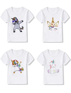 4-Pack Unicorn Graphic Girl Party Summer Clothes Girls Fitted T Shirt… (4-Pack-yh709-2, 24 Months)