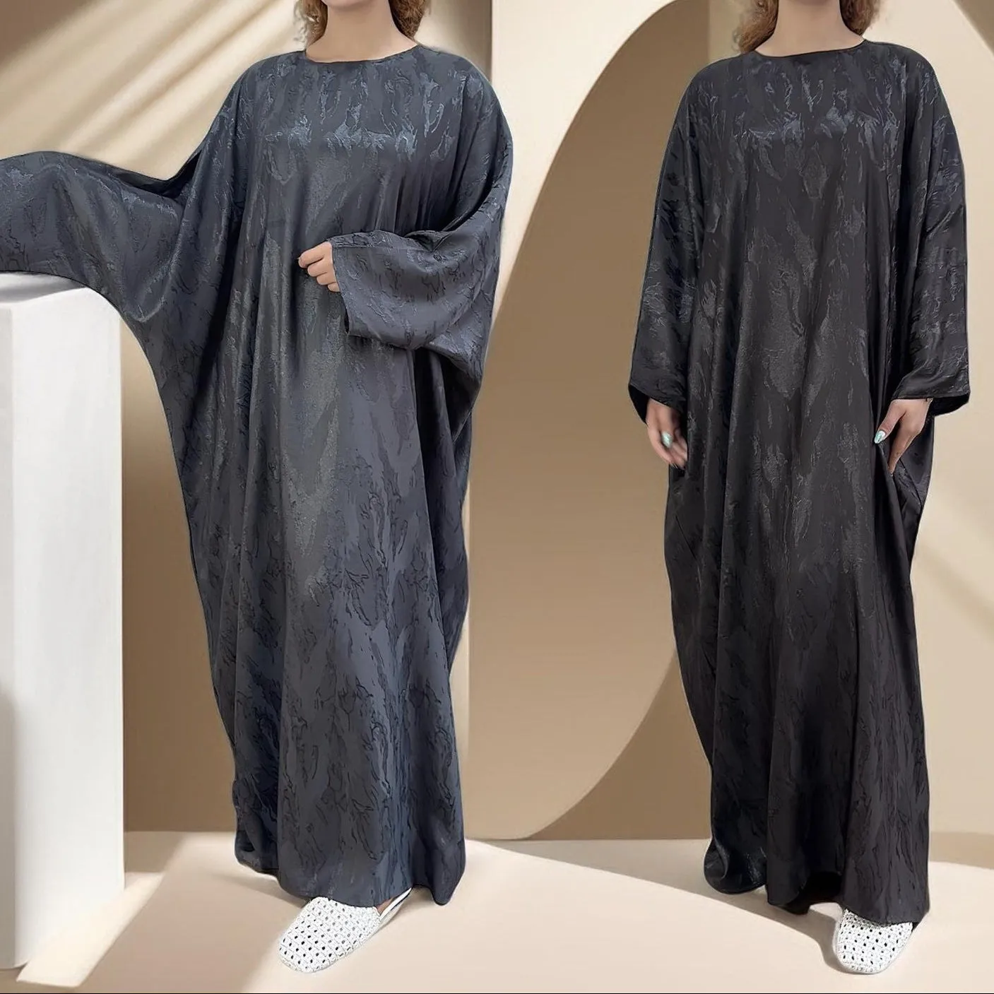 Alyaa Butterfly Satin Kaftan