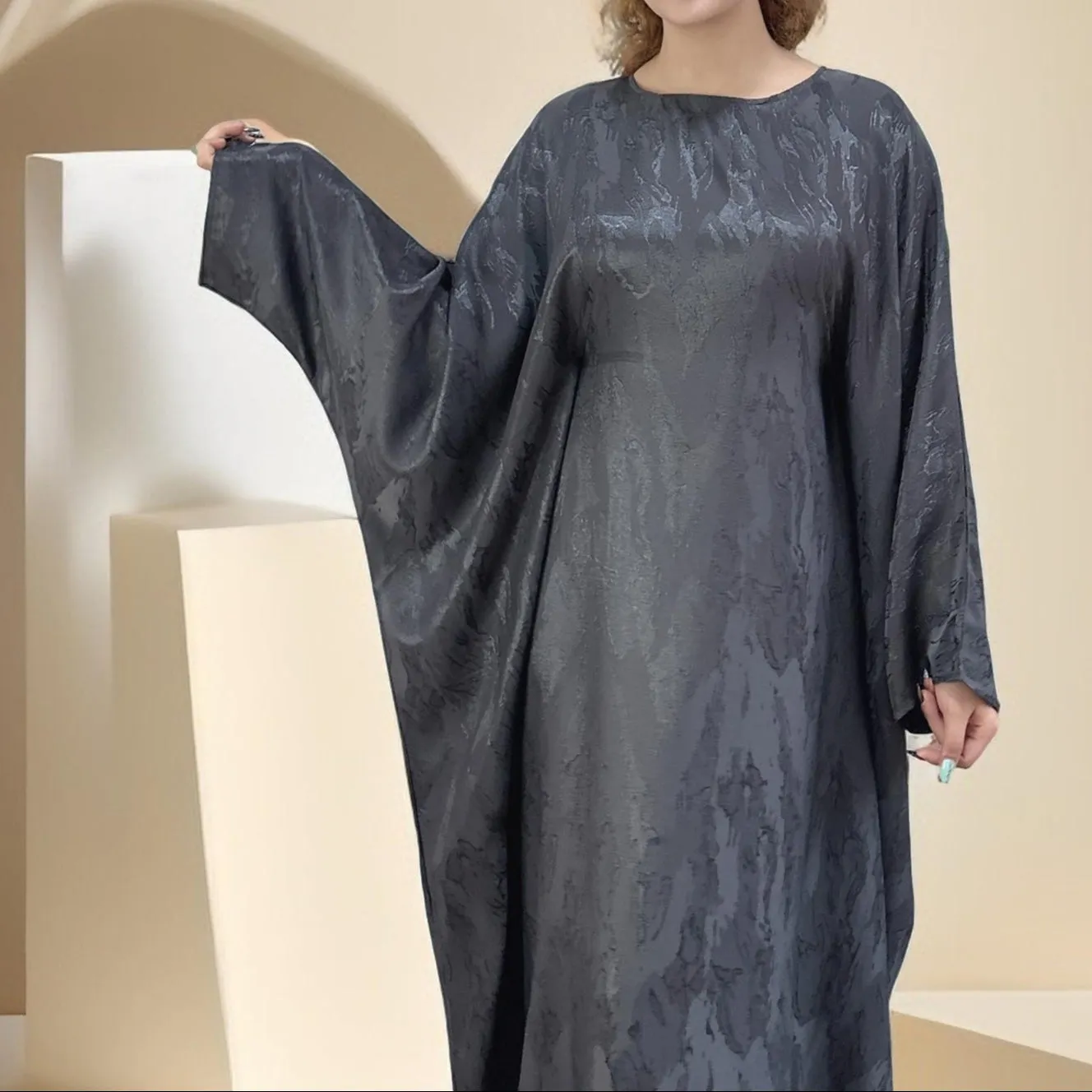 Alyaa Butterfly Satin Kaftan