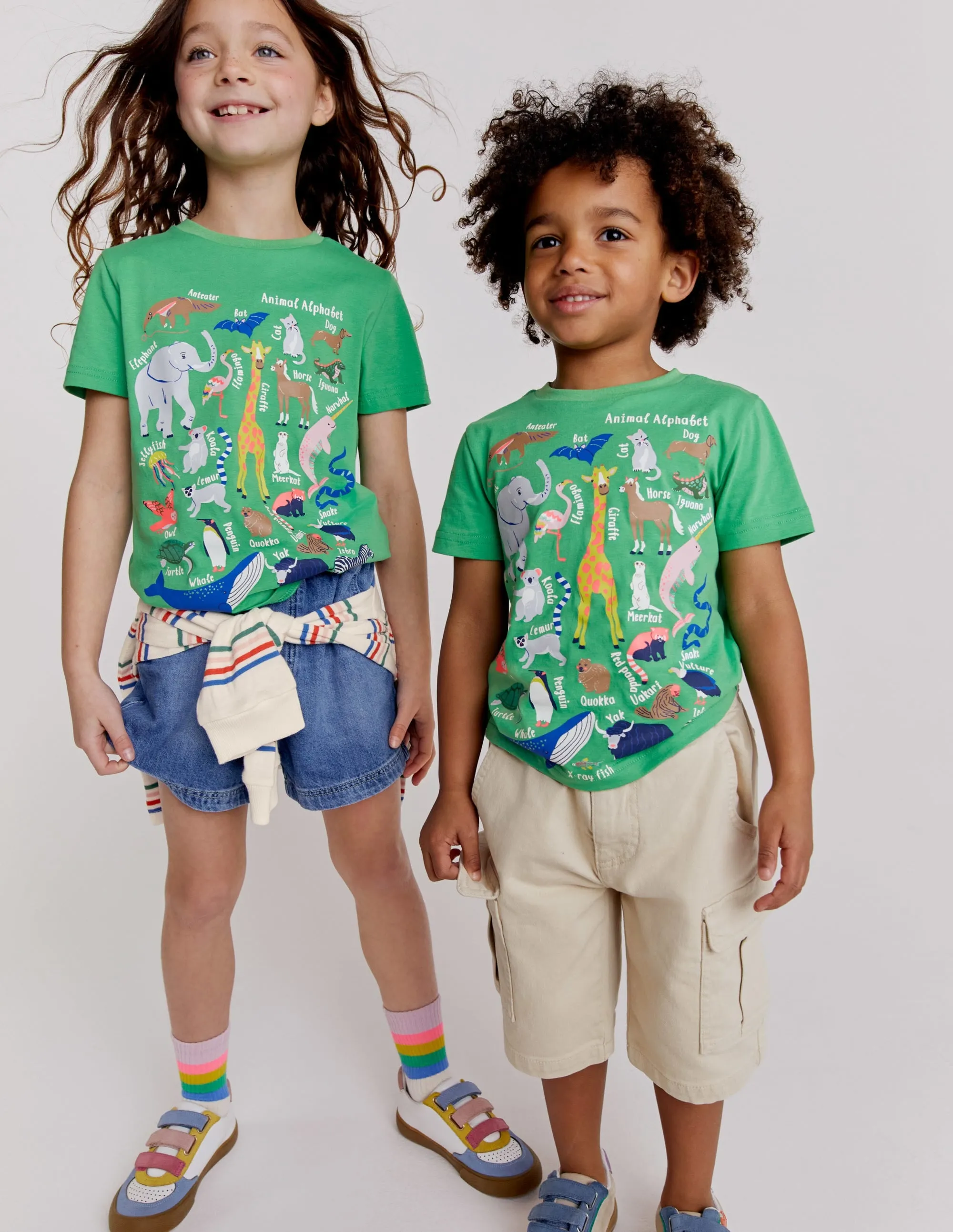 Animal Education T-shirt-Aloe Green Animal Alphabet