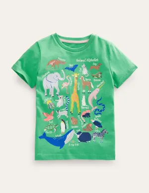 Animal Education T-shirt-Aloe Green Animal Alphabet