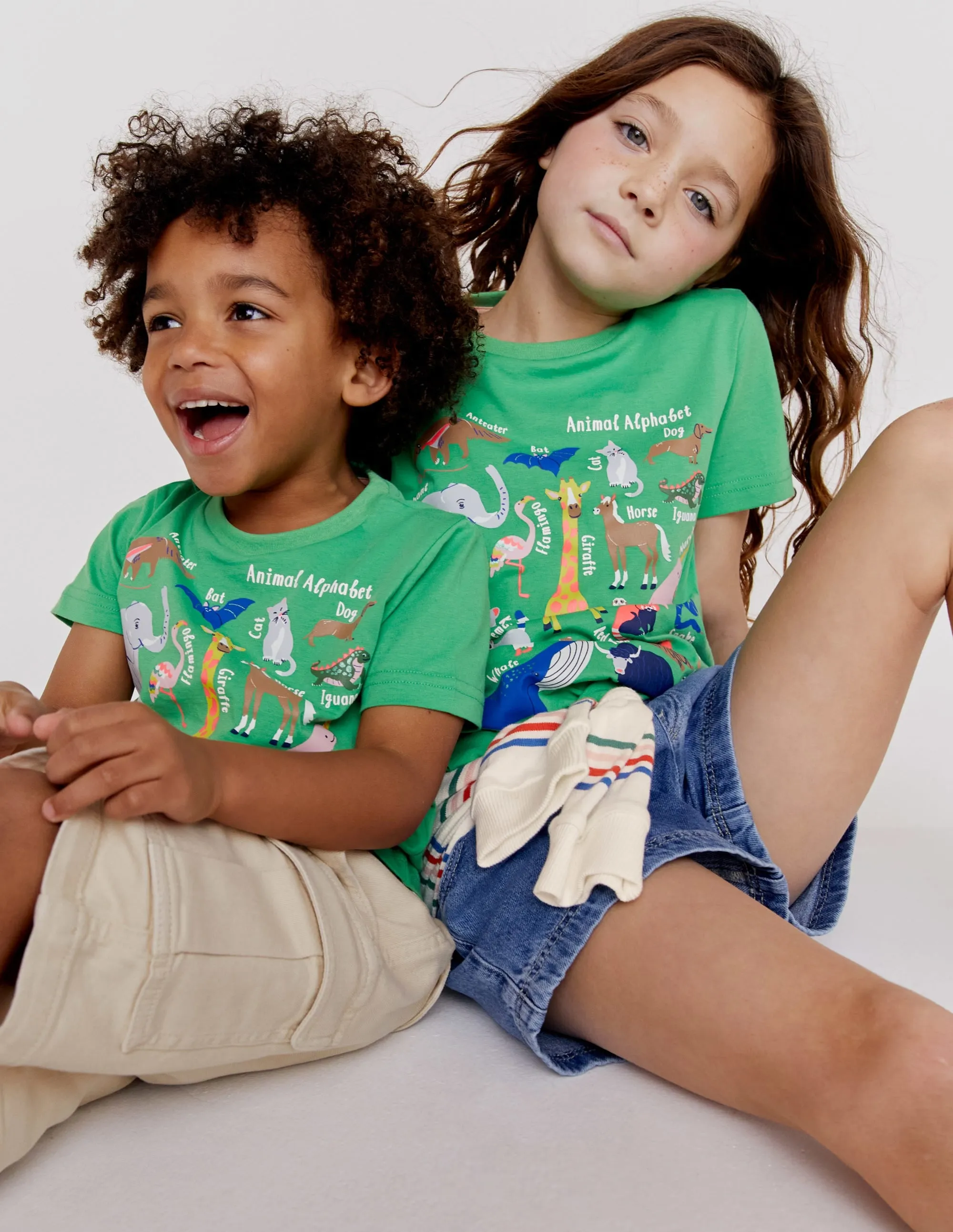 Animal Education T-shirt-Aloe Green Animal Alphabet