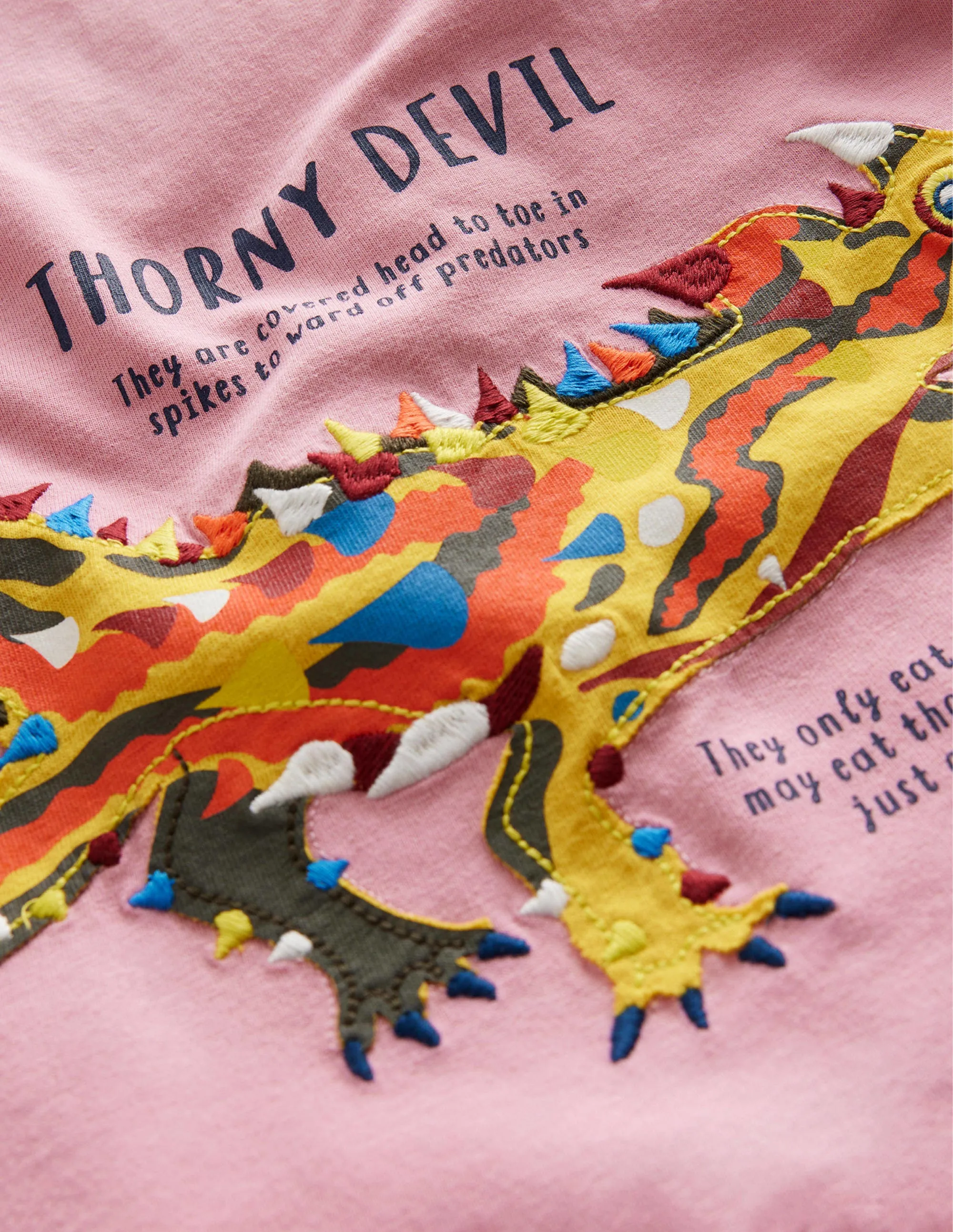 Animal Facts T-shirt-Formica Pink Thorny Devil