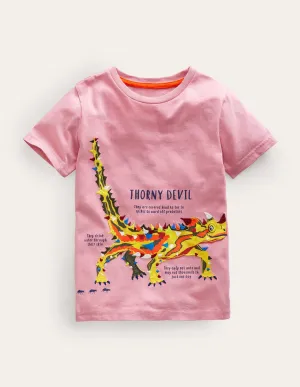 Animal Facts T-shirt-Formica Pink Thorny Devil
