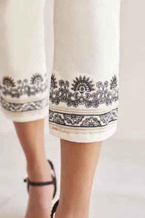 Audrey Embroidered Straight Crop Jeans