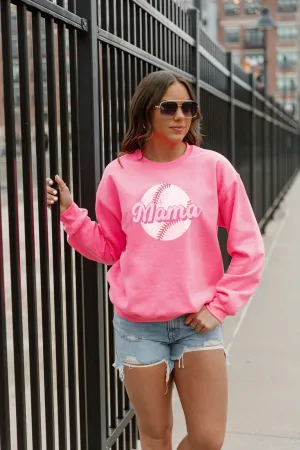 BARBIE BASEBALL PITCH OVERSIZED CLASSIC CREW IN HOT PINK