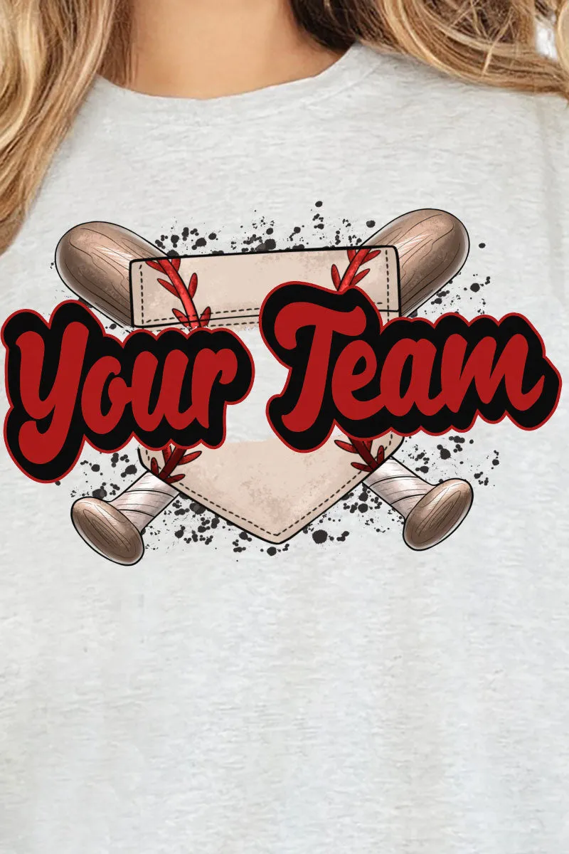 Baseball Home Plate Red And Black Short Sleeve Relaxed Fit T-Shirt