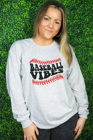 Baseball Vibes Puff Vinyl Unisex Dri-Power Long-Sleeve 50/50 Tee
