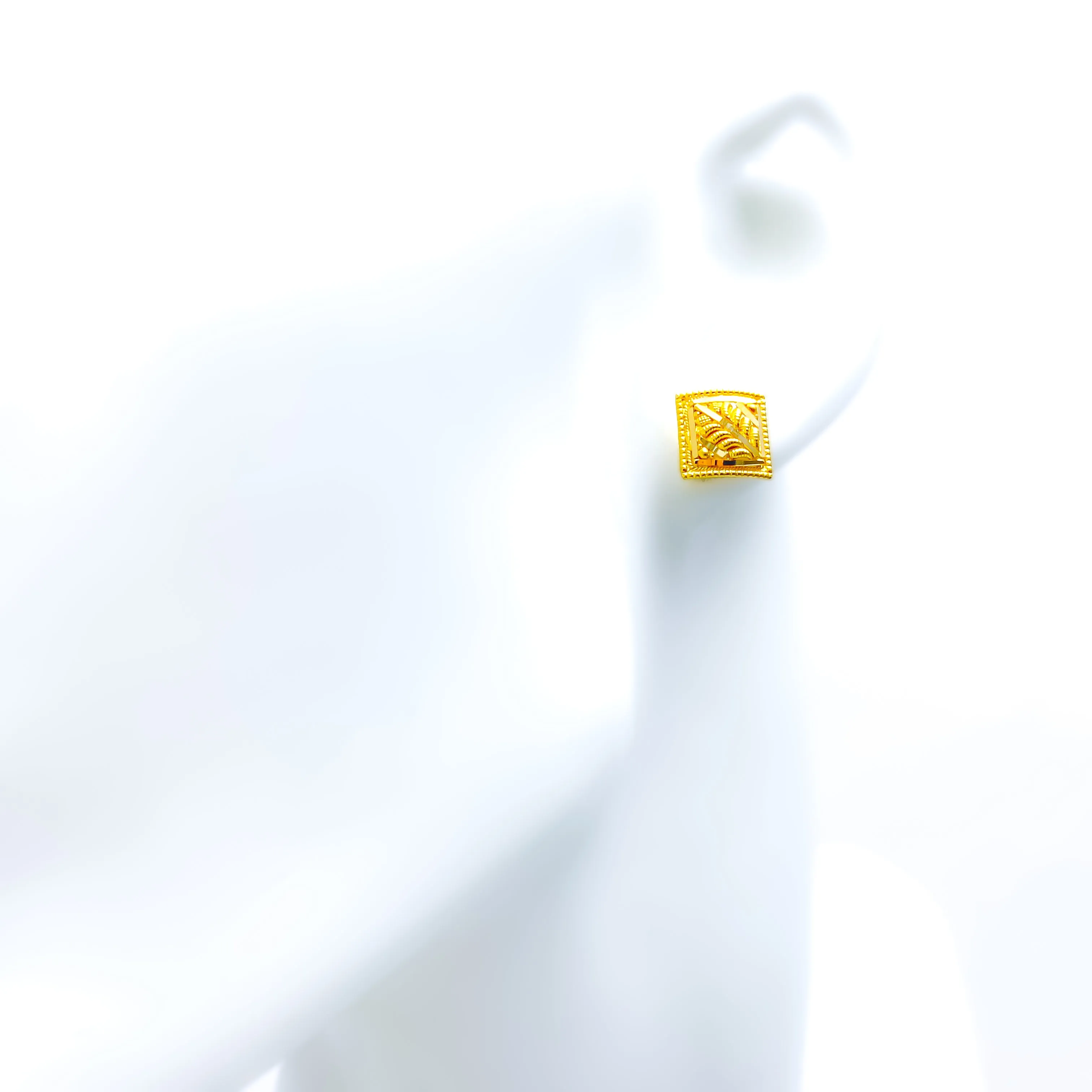 Beveled Leaf Adorned 22k Gold Earrings