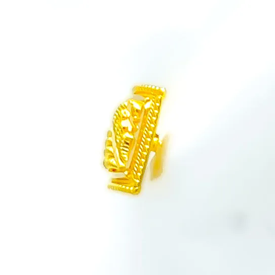 Beveled Leaf Adorned 22k Gold Earrings