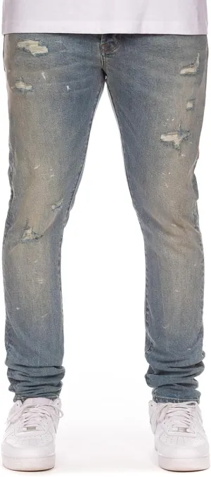 Billionaire Boys Club Clothing Men Jeans Distressed Slim Fit Jeans - Light Wash Ripped Denim with Faded Accents
