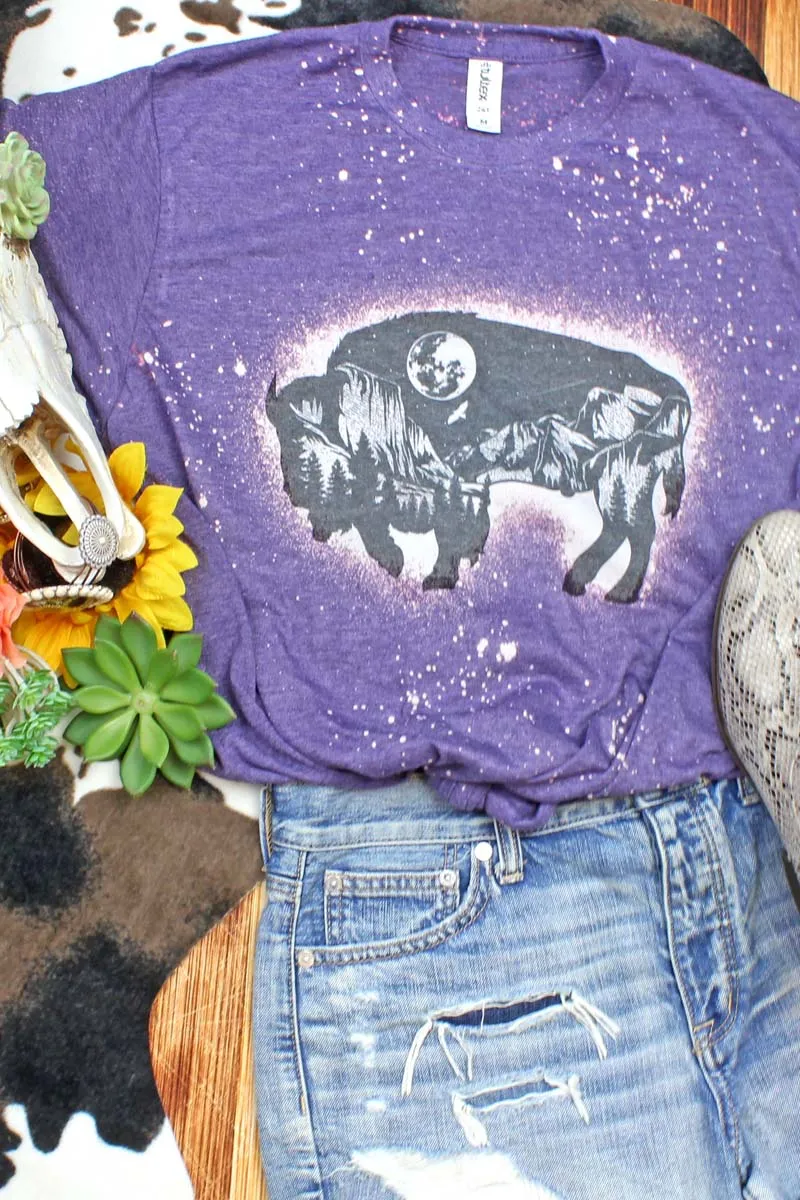 Bleached Wilderness Buffalo Unisex Poly-Rich Blend Tee