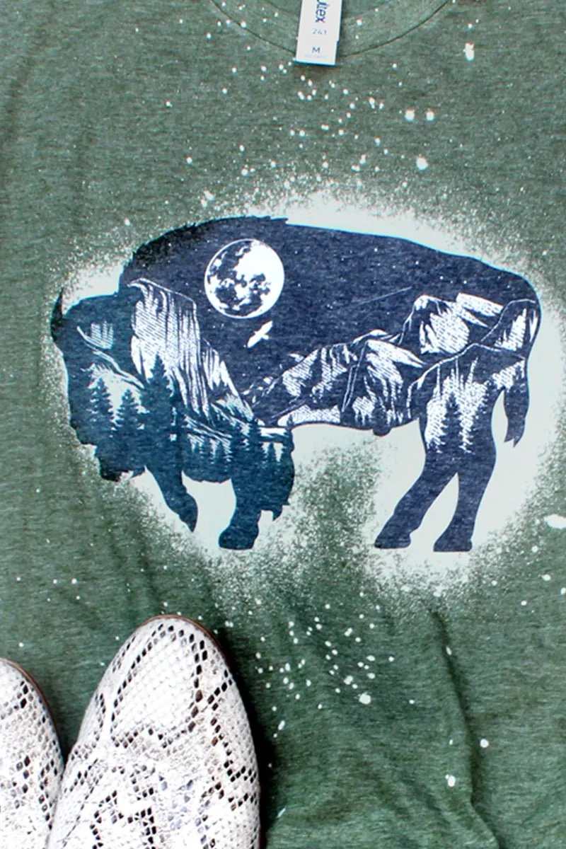 Bleached Wilderness Buffalo Unisex Poly-Rich Blend Tee