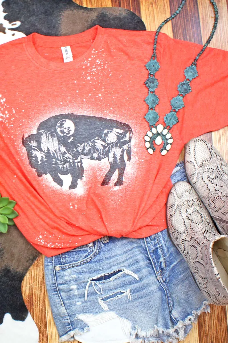 Bleached Wilderness Buffalo Unisex Poly-Rich Blend Tee