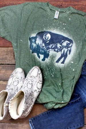 Bleached Wilderness Buffalo Unisex Poly-Rich Blend Tee