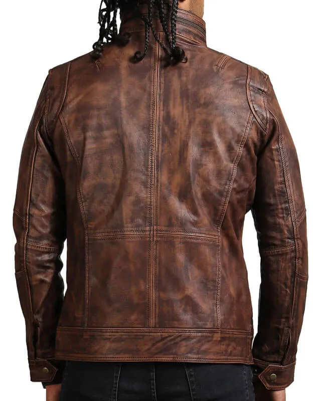Brown Vintage Leather Motorcycle Jacket