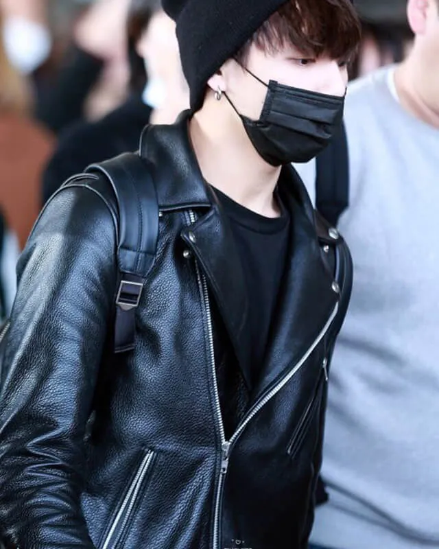 BTS Jungkook Black Motorcycle Leather Jacket