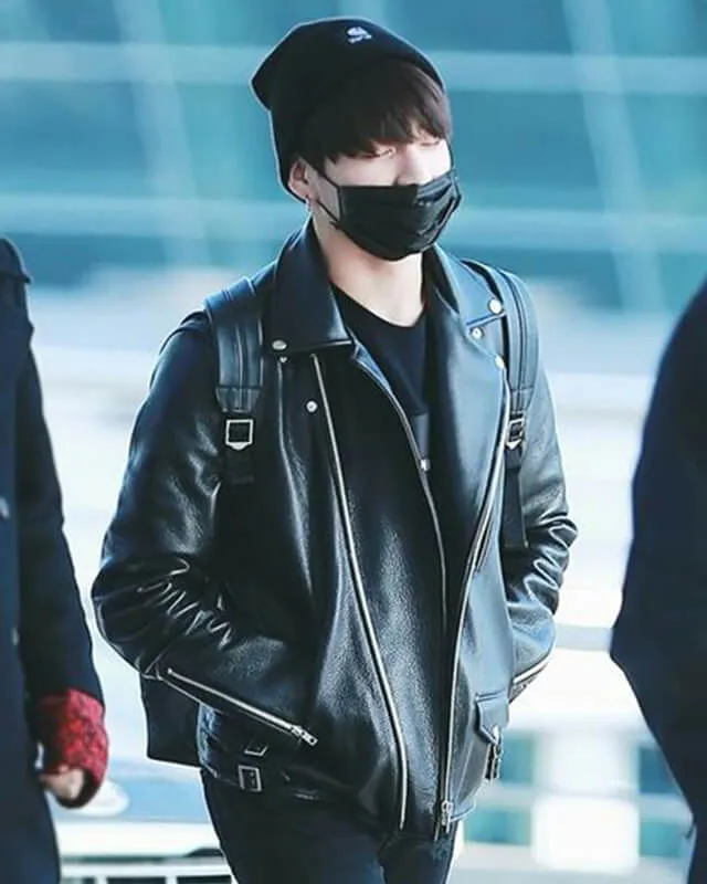 BTS Jungkook Black Motorcycle Leather Jacket
