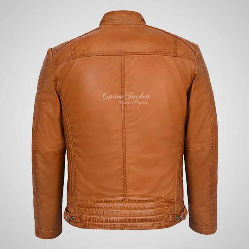 CALEB Biker Style Leather Jacket For Men