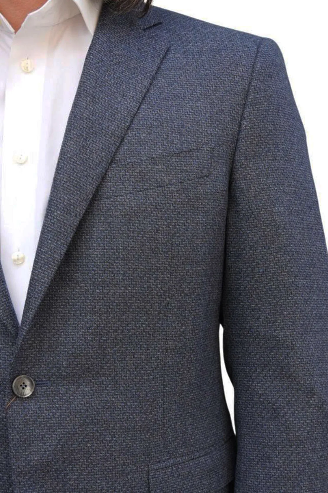 CANALI - Dark Blue 2 Button Jacket with Zig-Zag Detail Fabric 13280/7R-CU04651.301