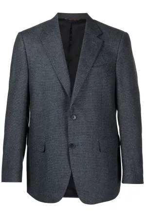 CANALI - Dark Blue 2 Button Jacket with Zig-Zag Detail Fabric 13280/7R-CU04651.301