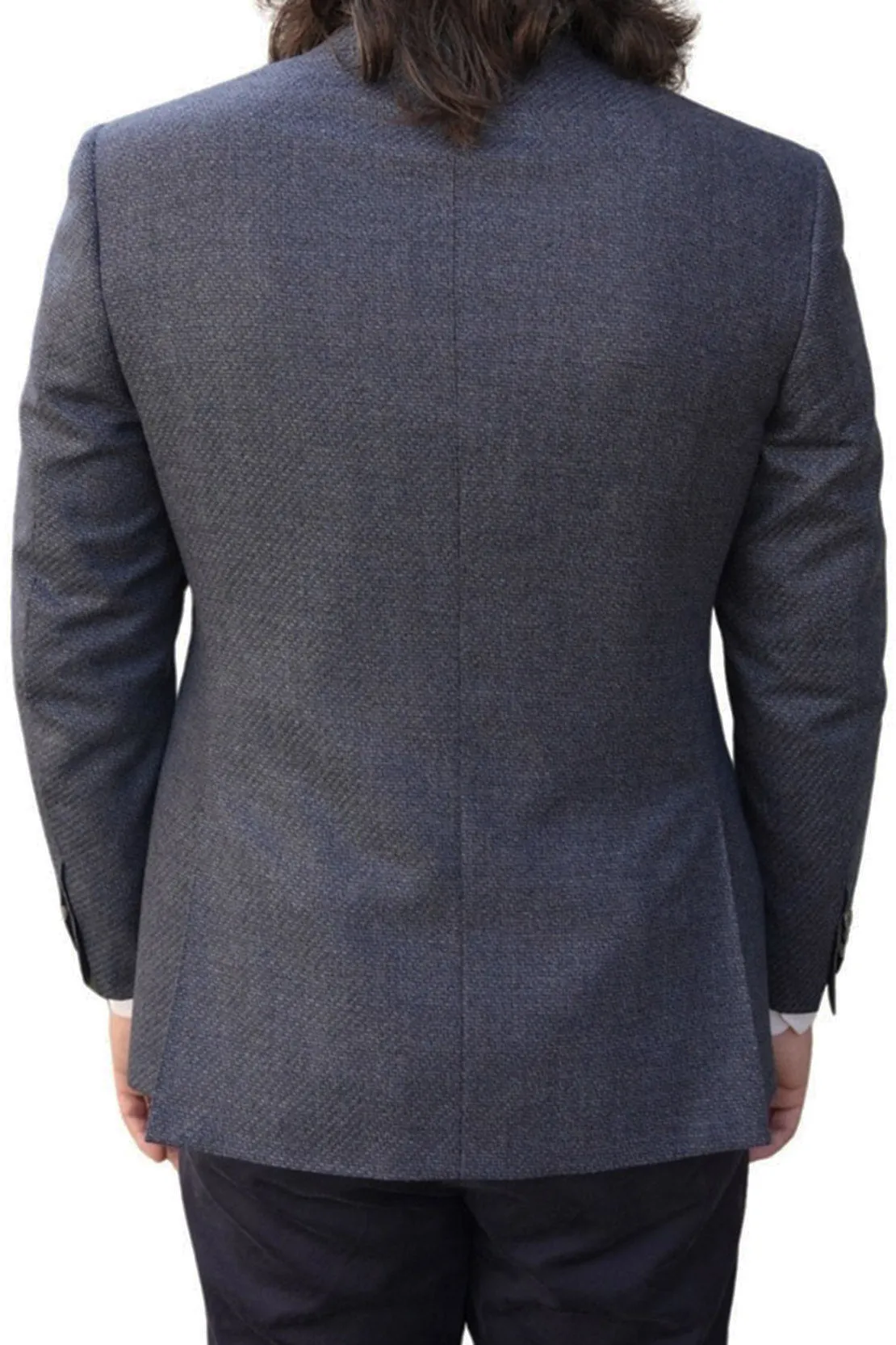 CANALI - Dark Blue 2 Button Jacket with Zig-Zag Detail Fabric 13280/7R-CU04651.301