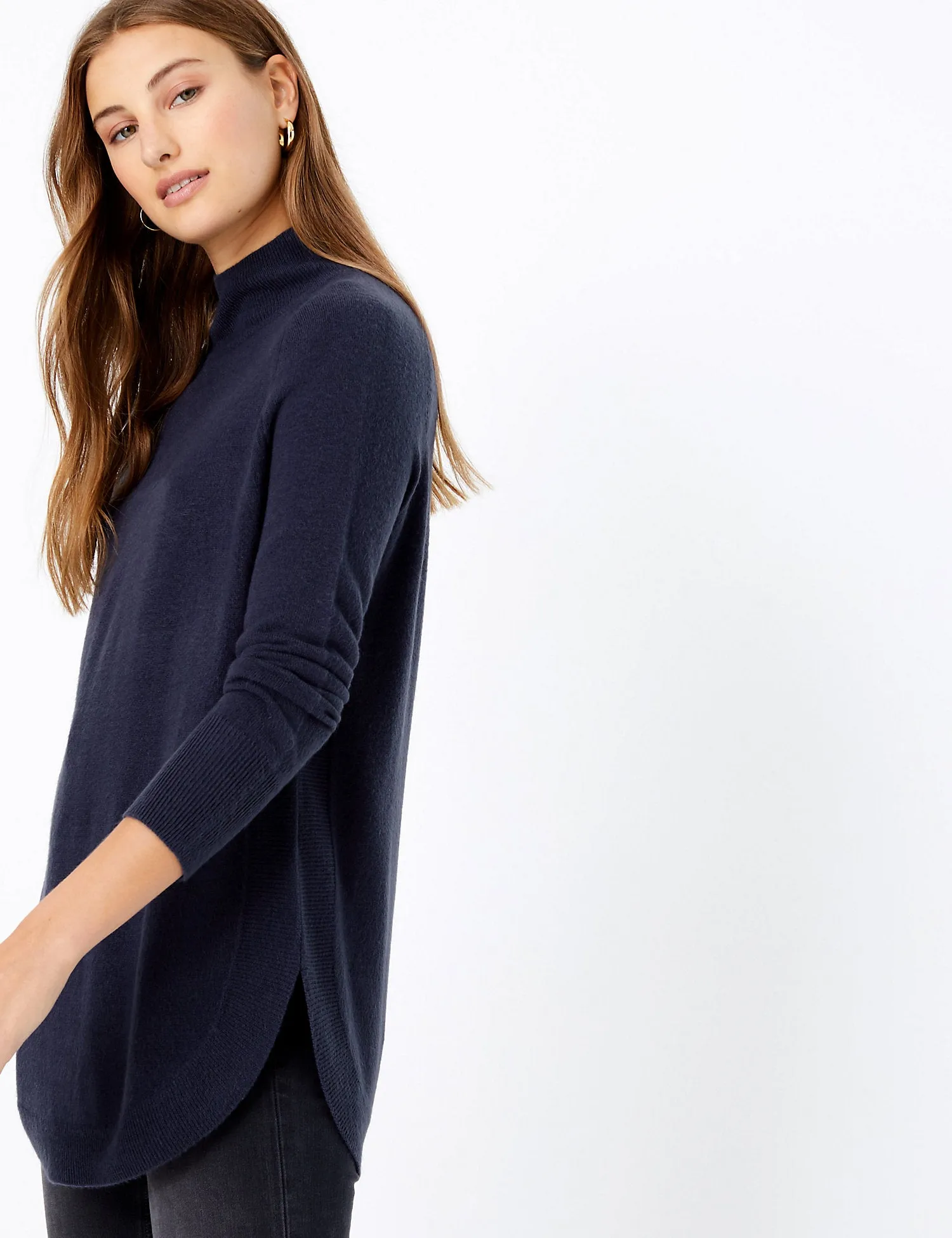 Cashmilon Curved Hem Relaxed Fit Jumper