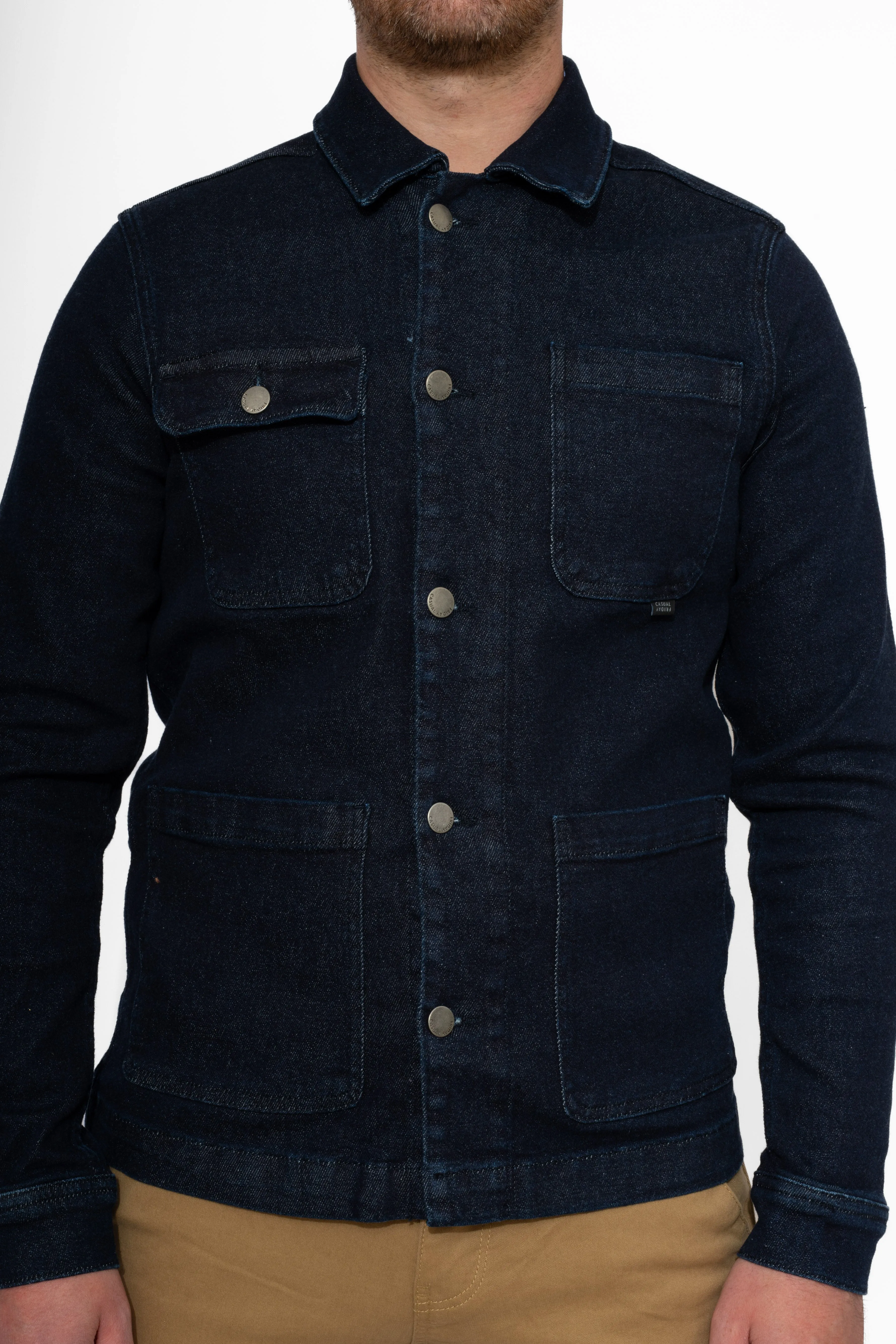 Casual Friday Raw Dark Wash Denim Jacket