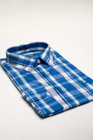 Crocodile Checks Slim Fit-Dazzling Blue