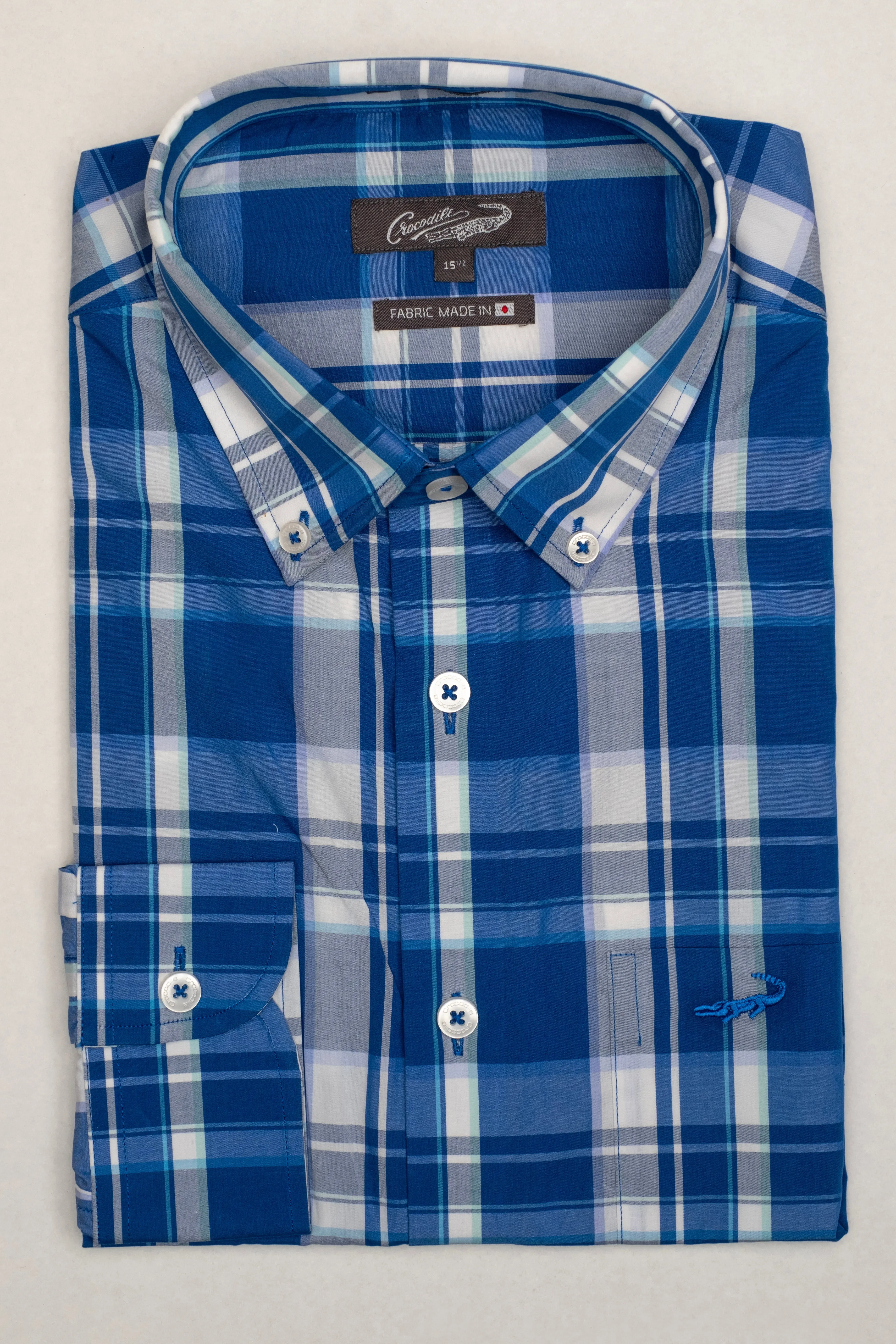 Crocodile Checks Slim Fit-Dazzling Blue