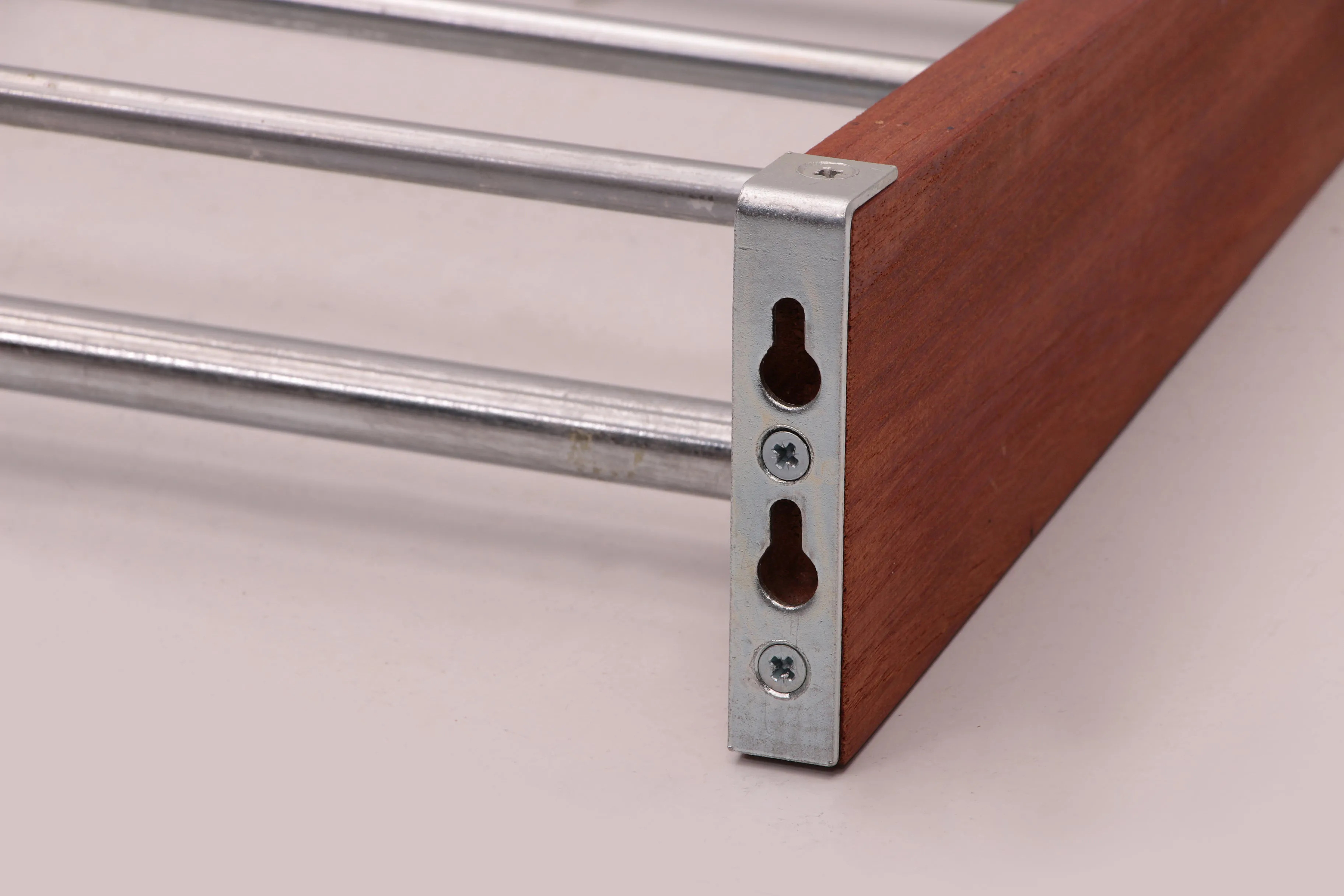 Danish Design Teak Wood Wall Coat Rack with Chrome Hooks, 1960s
