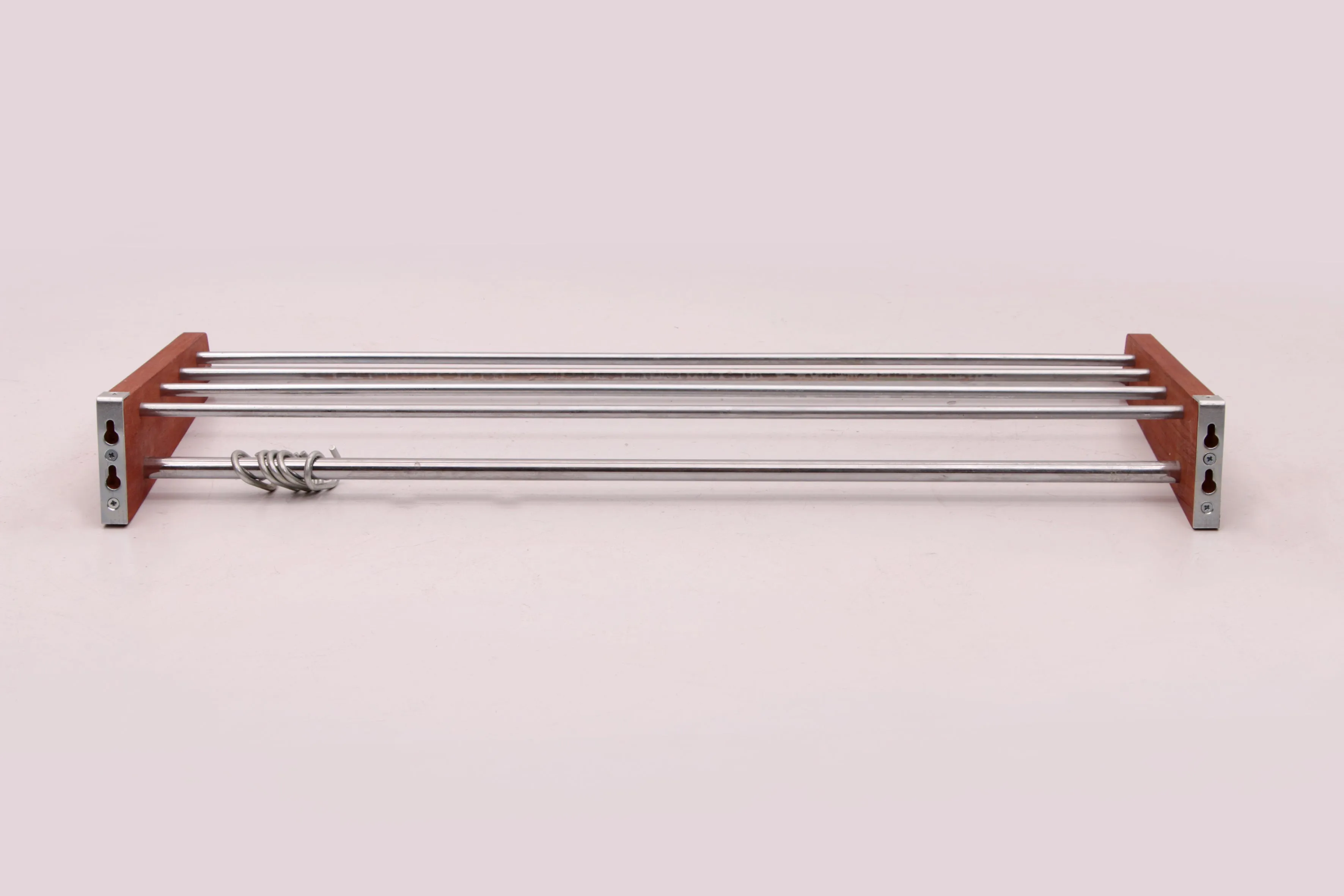 Danish Design Teak Wood Wall Coat Rack with Chrome Hooks, 1960s