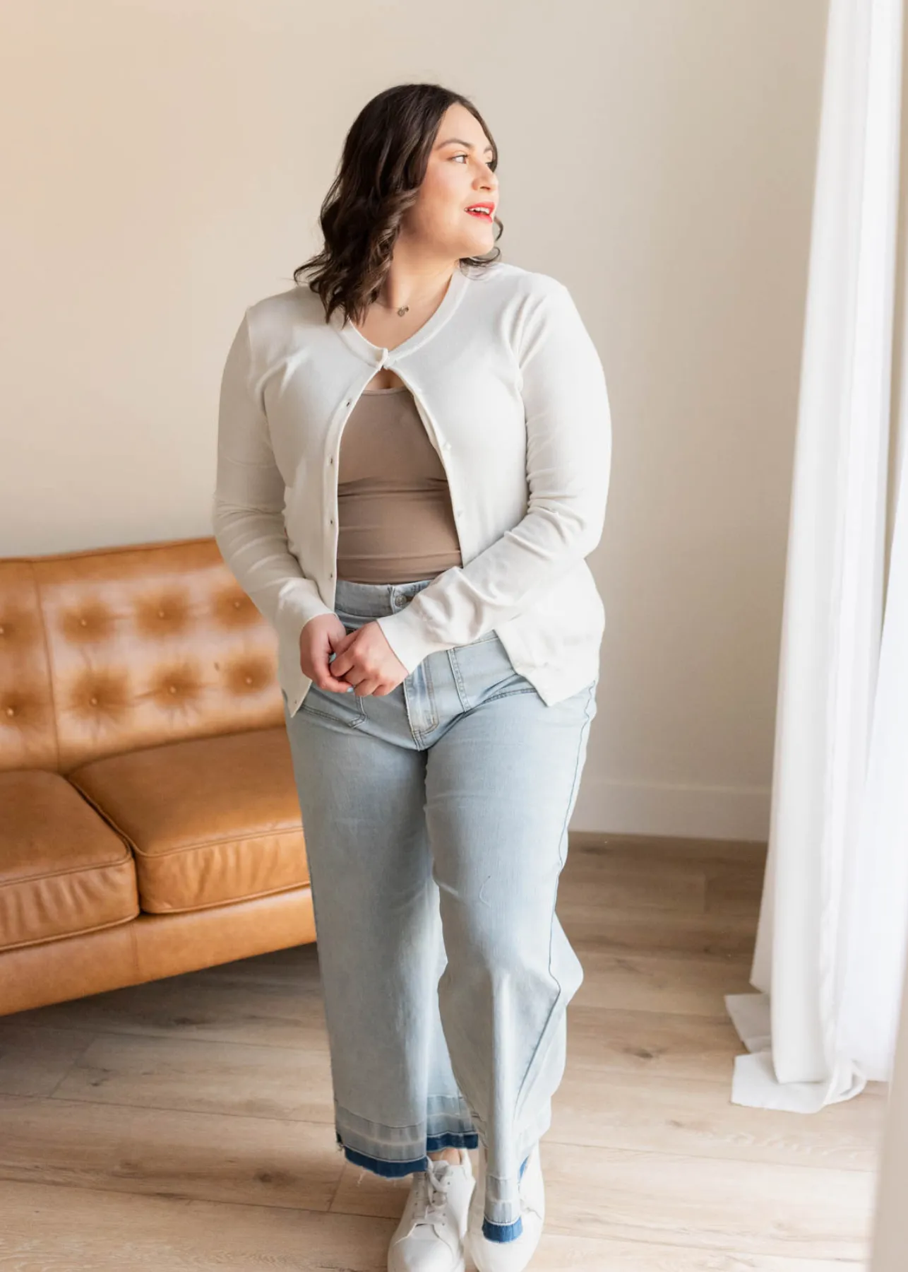 Deja Ivory Button Down Cardigan
