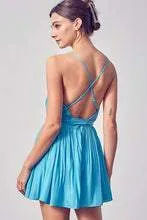 DO BE Pleated Cross Back Romper