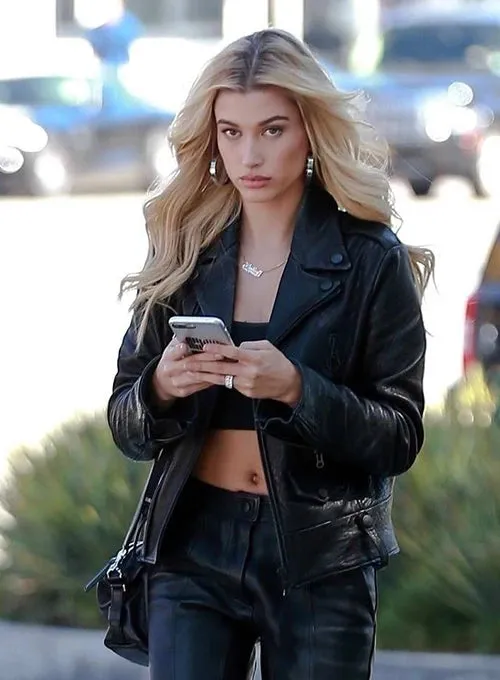 ELEGANT HAILEY BALDWIN BIEBER LEATHER JACKET BY TJS