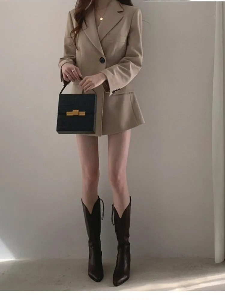 FashionSierra - Solid Color Korean Version Design Blazer