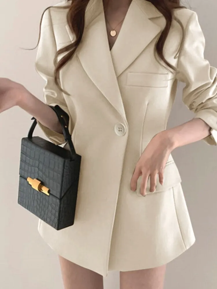 FashionSierra - Solid Color Korean Version Design Blazer