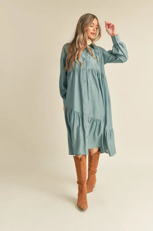 FINAL SALE Bailee Grace Button Midi Dress