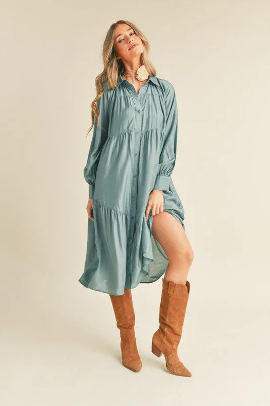 FINAL SALE Bailee Grace Button Midi Dress