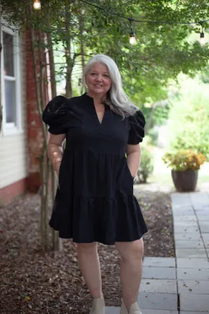 Fireside Bubble Sleeve Pocket Dress In Curvy