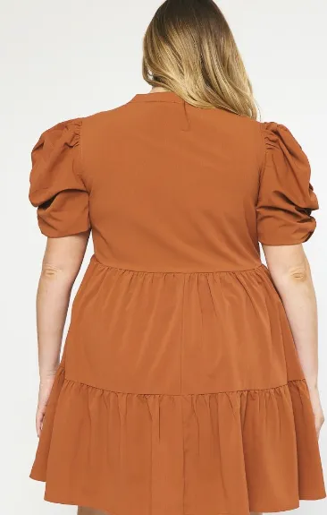 Fireside Bubble Sleeve Pocket Dress In Curvy