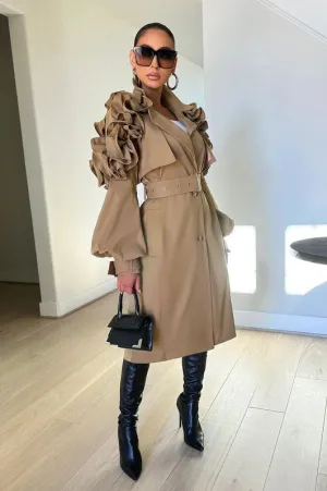 FLORAL SLEEVE TRENCH COAT (PLUS)
