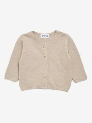 HOP Baby Beige Knit-Textured Cotton Sweater