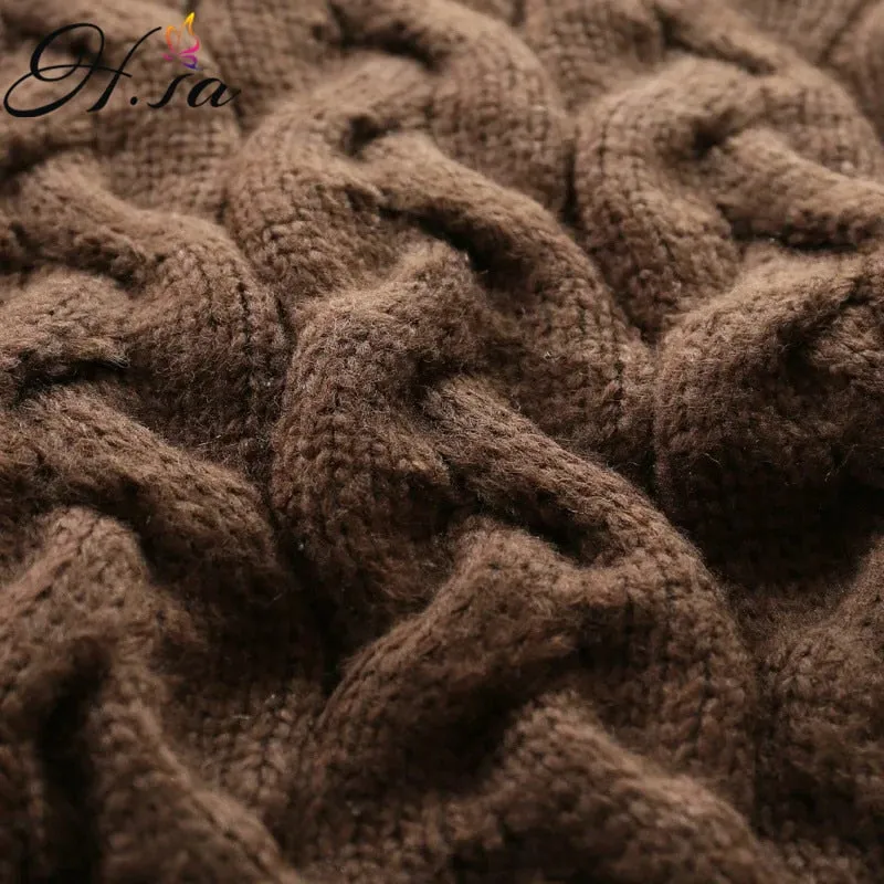 H.SA Women Turtleneck Sweaters Autumn Winter 2017 Pull Jumpers European Casual Twist Warm Sweaters Female oversized sweater Pull