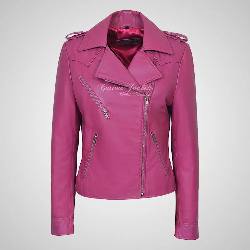KATE-2 Ladies Biker Style Fashion Leather Jacket
