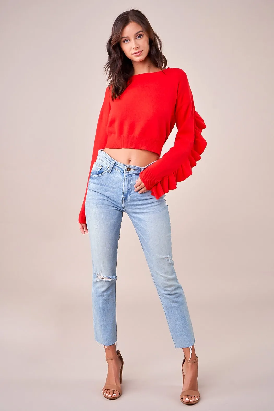 Kimoto Ruffle Detail Sweater