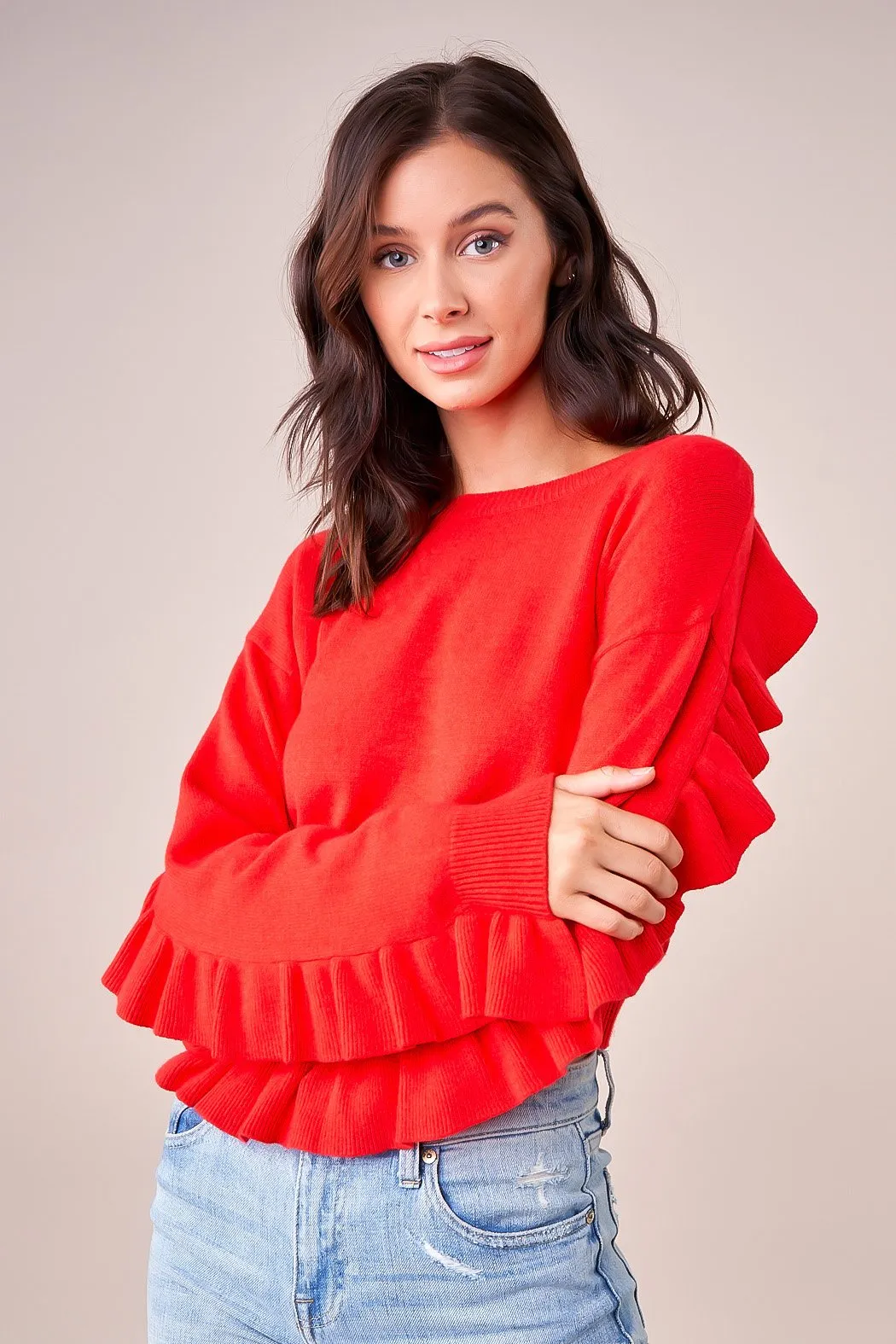 Kimoto Ruffle Detail Sweater