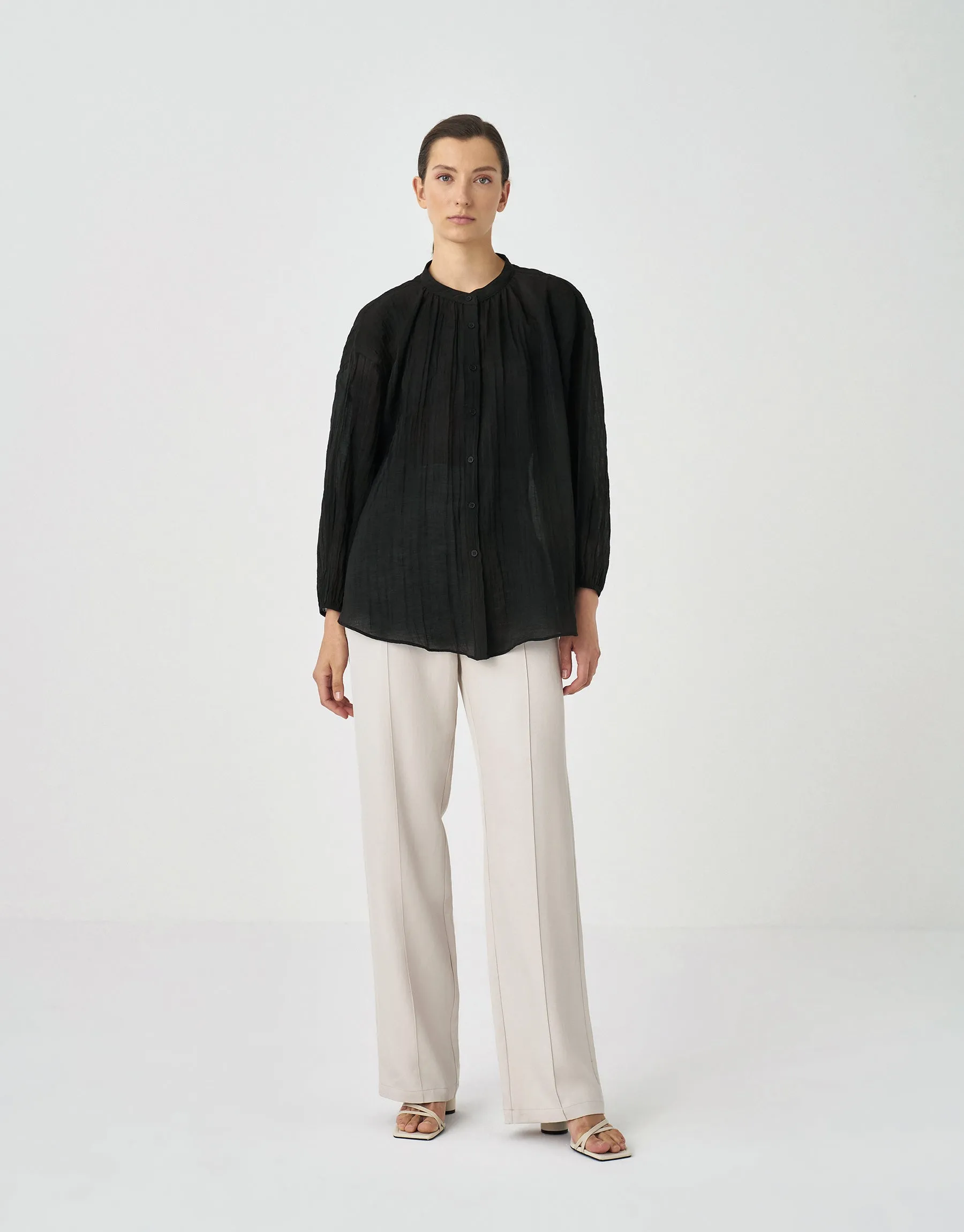 Kk Design Crinkled Loose Fit Shirt Black